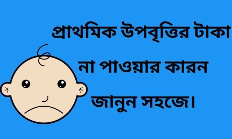 প্রাথমিক উপবৃত্তির টাকা না আসার কারণ চেক করুন সহজে। 