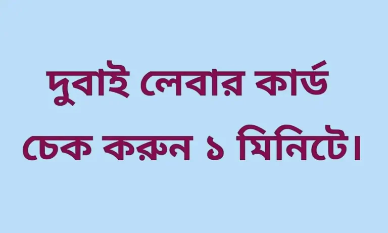 দুবাই লেবার কার্ড চেক করুন ১ মিনিটে।