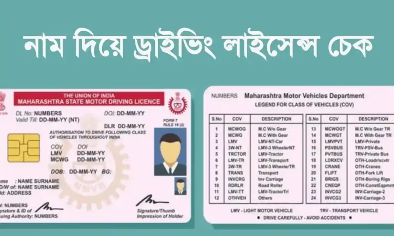 নাম দিয়ে ড্রাইভিং লাইসেন্স চেক।
