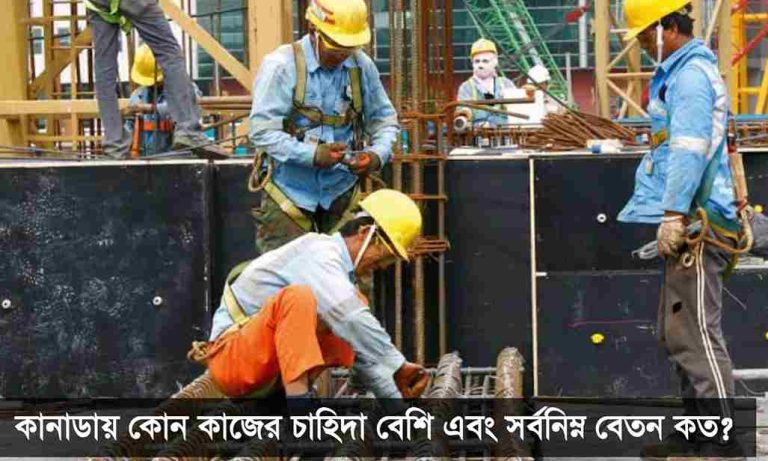 কানাডায় কোন কাজের চাহিদা বেশি। কানাডায় সর্বনিম্ন বেতন কত?